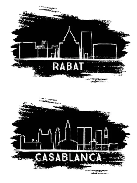 Casablanca Rabat Marrocos Cidade Skylines Silhouette Desenho Mão Business Travel — Fotografia de Stock