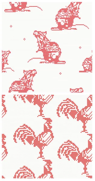 Kogut Szczur Wzór Drutach Kolorze Czerwonym Symbol Chińskiego Kalendarza Koncepcja — Zdjęcie stockowe