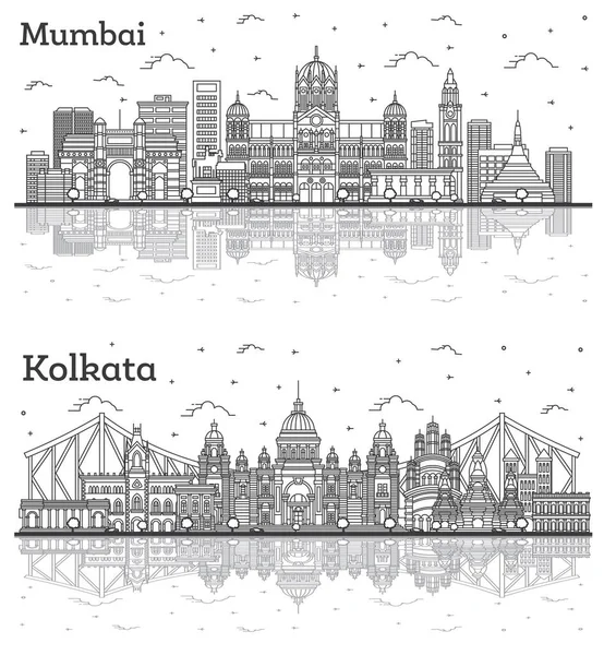 Vázolja Fel Kolkata Mumbai India City Skylines Történelmi Épületek Gondolatok — Stock Fotó