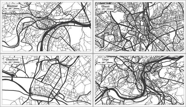 Гент Шарлеруа Льеж Намюр Бельгия Карта Города Черного Белого Цвета — стоковое фото