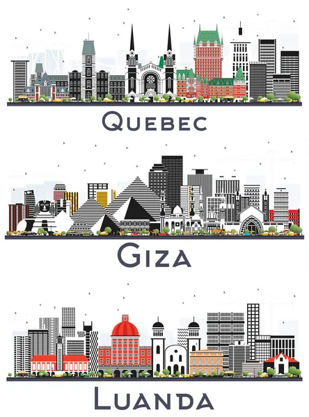 Γκίζα Αίγυπτος Κεμπέκ Καναδάς Και Λουάντα Αγκόλα Skylines City Set — Φωτογραφία Αρχείου