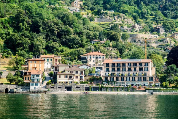Lago Como Italia Julio 2019 Hoteles Edificios Orilla Del Lago — Foto de Stock