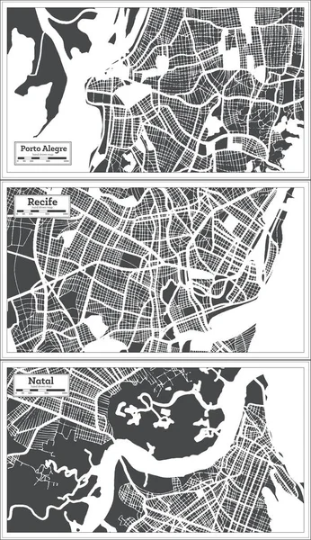 2011 Recife Natal Porto Alegre Brazil City Maps Set Retro — 스톡 사진