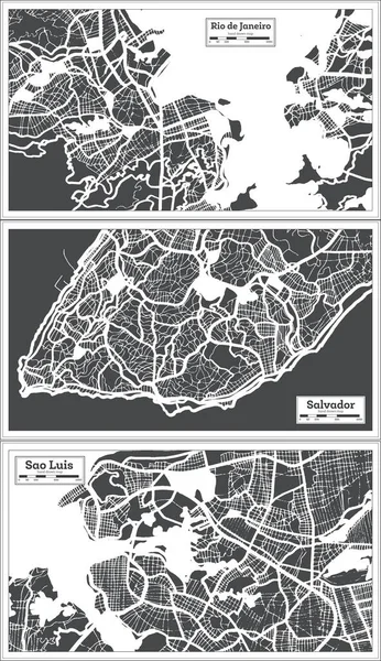 Salvador São Luis Rio Janeiro Brasil Mapas Cidade Situados Estilo — Fotografia de Stock