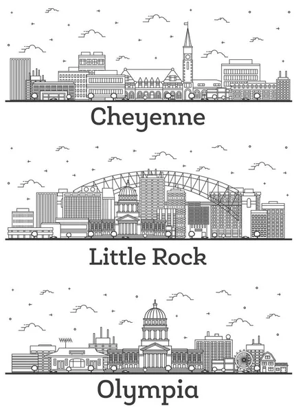 Olympia Washington Little Rock Arkansas Cheyenne Wyoming City Skylines Ana — Stok fotoğraf