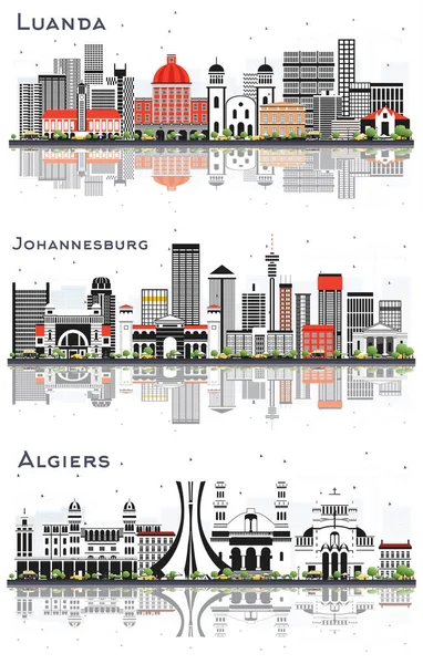 Algier Algieria Johannesburg Republika Południowej Afryki Luanda Angola City Skylines — Zdjęcie stockowe