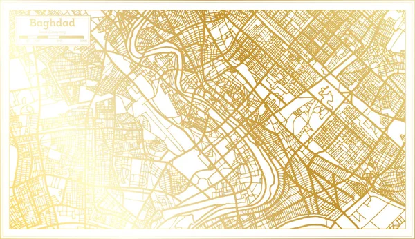 Bagdad Irak Város Térképe Retro Stílusban Arany Színben Vázlatos Térkép — Stock Vector
