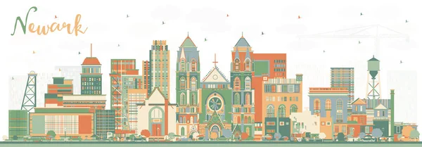 Newark New Jersey City Skyline Color Buildingsilla Vector Illustration Newark — vektorikuva