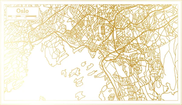 Oslo Norvegia Hartă Oraș Stil Retro Culoare Aurie Hartă Schiţă — Vector de stoc