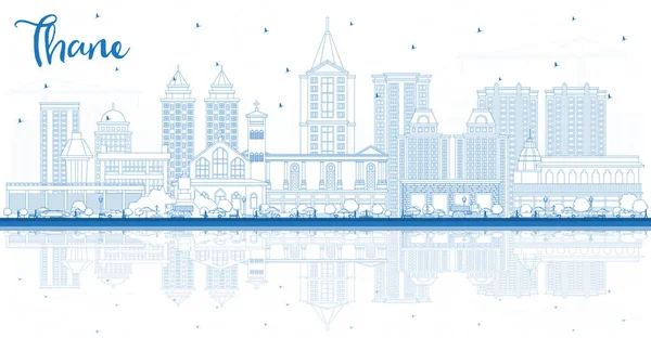 Περίγραμμα Thane India City Skyline Μπλε Κτίρια Και Αντανακλάσεις Εικονογράφηση — Διανυσματικό Αρχείο