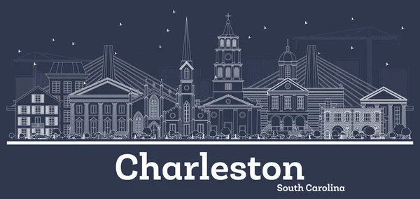 Décrivez Charleston South Carolina City Skyline Avec White Buildings Illustration — Image vectorielle