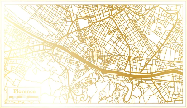 Florence Italy City Map Retro Style Golden Color Outline Map — Stock Vector