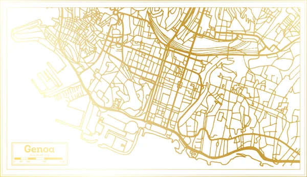 Карта Города Генуя Италия Стиле Ретро Золотом Цвете Карта Контуров — стоковый вектор