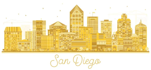 San Diego Kalifornien Usa City Silhouette Mit Goldenen Gebäuden Isoliert — Stockvektor