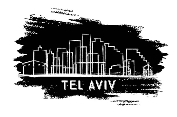 Tel Aviv Israel City Skyline Silhouette Handritad Skiss Affärsresor Och — Stock vektor