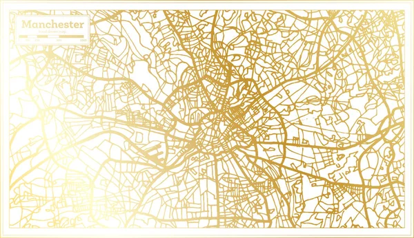 Manchester Angleterre Carte Ville Dans Style Rétro Couleur Carte Des — Image vectorielle