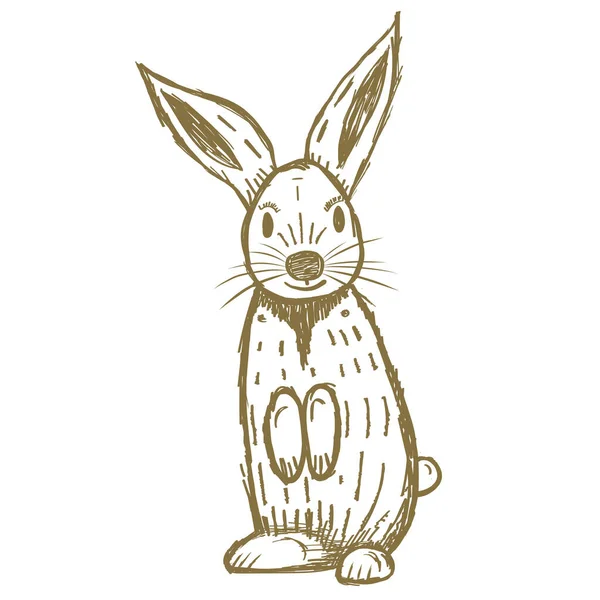 Cute Hand Drawn Rabbit Isolated White Vector Illustration — Stock Vector