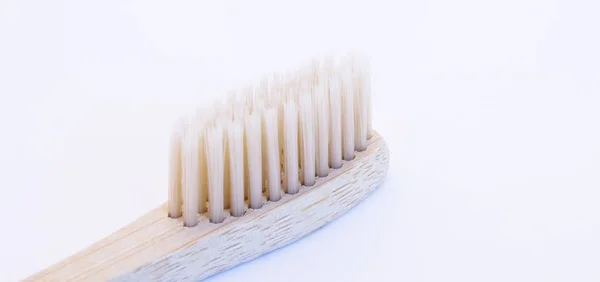Houten Tootbrush Geïsoleerd Een Witte Achtergrond — Stockfoto