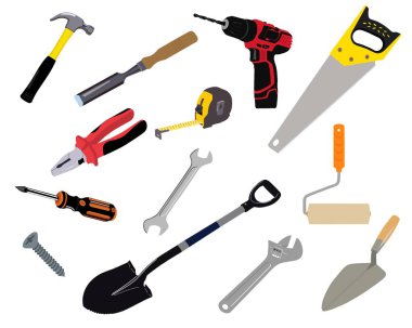 El çizimi inşaat, inşaat ve onarım araçları.