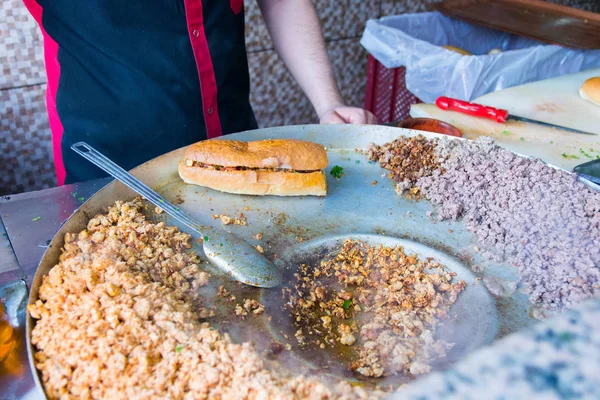 Tantuni Kryddig Gryta Med Nötkött Eller Lamm Kött Stekt Med — Stockfoto