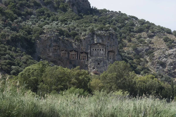 Lycian Cywilizacji Groby Królów Mieszkających Starożytnym Mieście Caunos — Zdjęcie stockowe