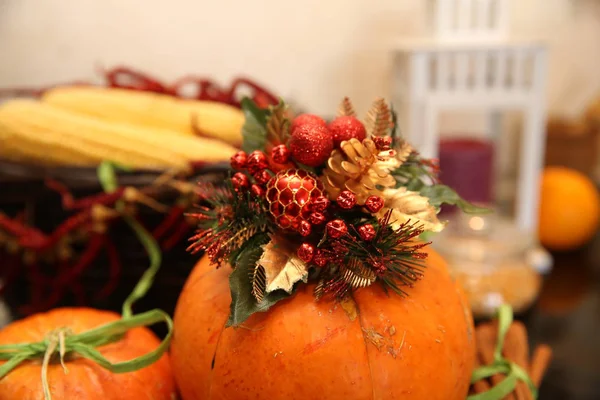 Pumpkins Gourds Basket — Stock Photo, Image