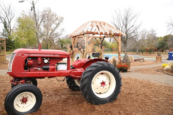 old red tractor on the farm