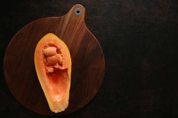 Papaya Sin Granos Sobre Fondo Madera Vista Superior — Foto de Stock