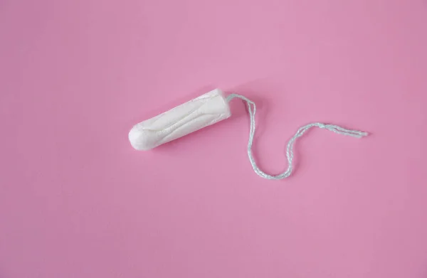 Clean White Cotton Tampon Pink Background Isolated Copy Space Menstruation — Stock Photo, Image