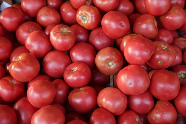 Pile Organic Fresh Red Tomatoes Market Isolated Ingredient Healthy Food — Stock Photo, Image