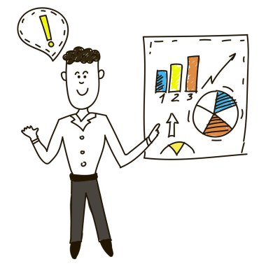 Yöneticisi, ofis çalışanı listelerde bir rapor gösterir. İş illüstrasyon.