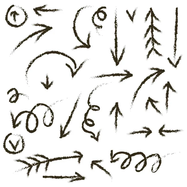 화살표, 기호, 손으로 그린 세트. — 스톡 벡터