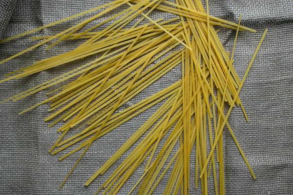 Спагетті Тканинному Фоні Вид Зверху — стокове фото