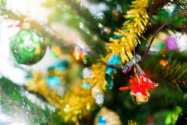 Noel ağacı Noel tatil arka plan için Parlatıcı. Yeni yıl tatil arka plan.