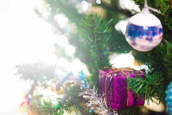 Glans Till Julgran För Christmas Holiday Bakgrund Nya Året Semester — Stockfoto
