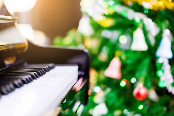 Piano Shine Christmas Tree Christmas Holiday Background New Year Holidays — Stock Photo, Image