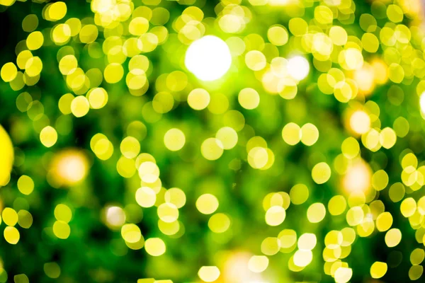 Bokeh Från Belysning Grön Julgran Christmas Holiday Bakgrund Nya Året — Stockfoto