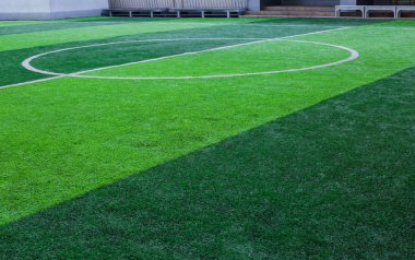 Suni Çim yeşil arka plan için. futbol ya da futbol alanının merkezi daire