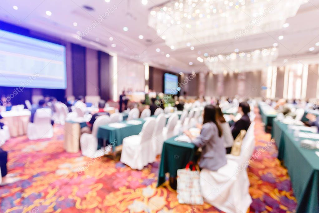 Blurry of auditorium for shareholders' meeting or seminar event 