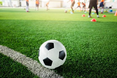 bulanık futbol takımı traini ile yeşil yapay çim futbol