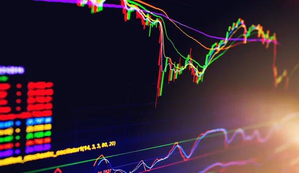 Selektivt fokus för affärsdiagram över finansiella instrument — Stockfoto