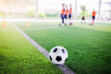 bulanık futbol takımı traini ile yeşil yapay çim futbol
