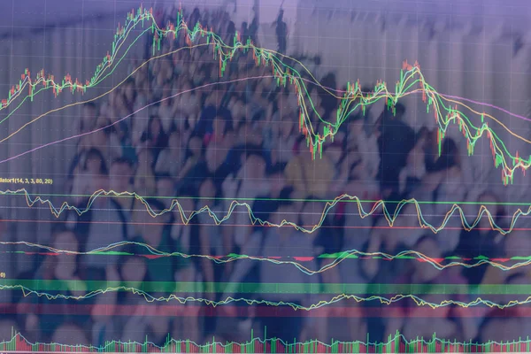 Doppia esposizione del concetto di schizzo aziendale. grafico dei consumatori con — Foto Stock