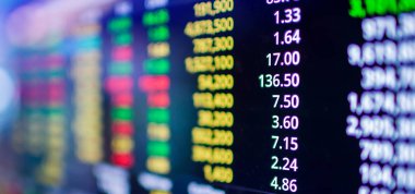 Seçici odak etkisi olan borsa iş konsepti. Borsa alıntılarının görüntülenmesi.