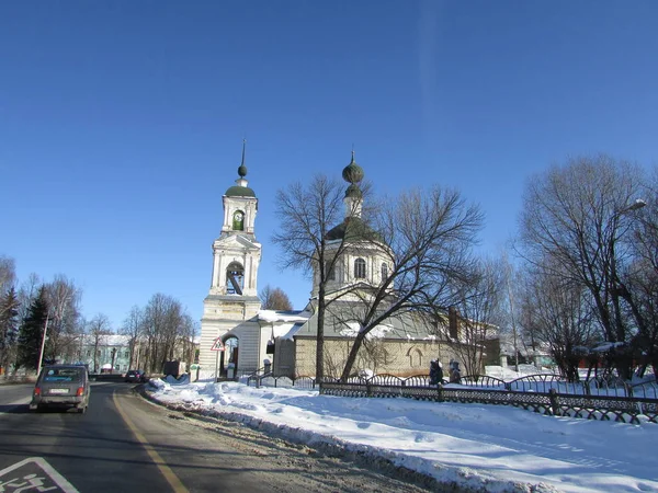 Kirche Straßenrand Der Stadt Winter — Stockfoto