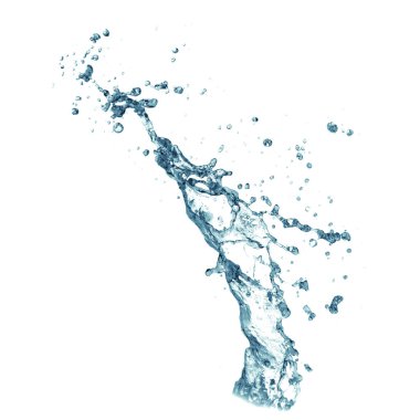 Beyaz arkaplanda su sıçraması izole edilmiş.