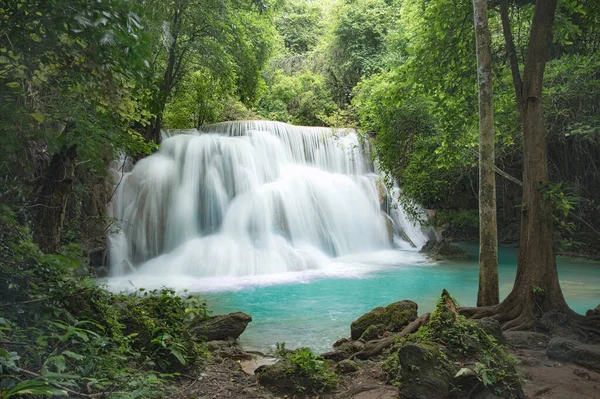 Third Hauy Mae Khamin Waterfall Located Deep Forest Kan — Stock Photo, Image