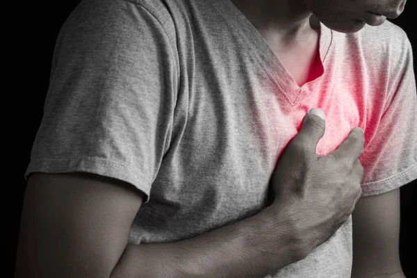 Homme Souffrant Douleurs Thoraciques Crise Cardiaque — Photo