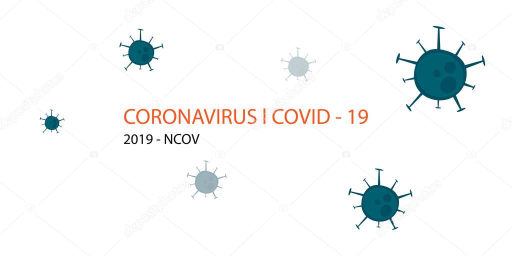 Illustrations concept coronavirus COVID-19. Coronavirus icons on white background  with copy space for your text.