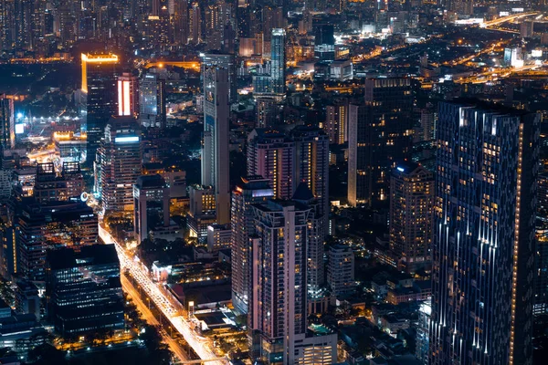 Bangkok cityscape in the business district at night.